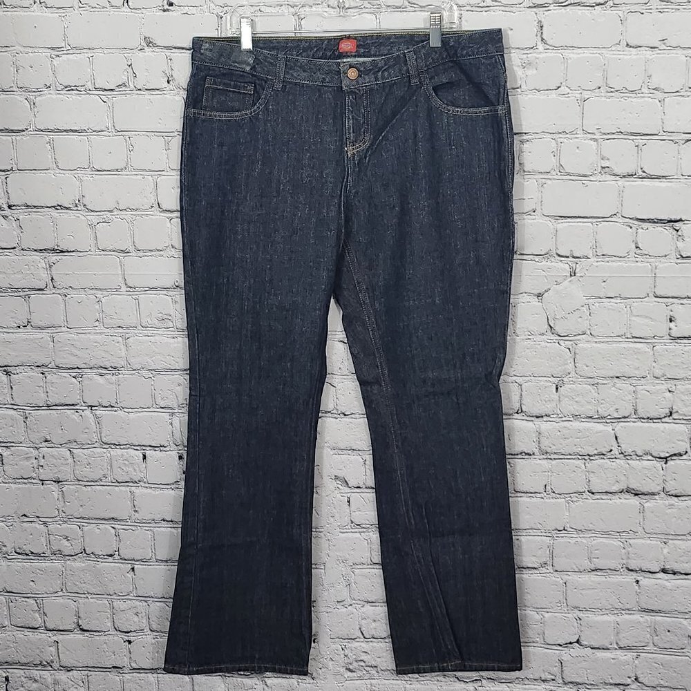 Dickies Womens Straight Leg Jeans Size 14RG Blue Denim Pants Casual